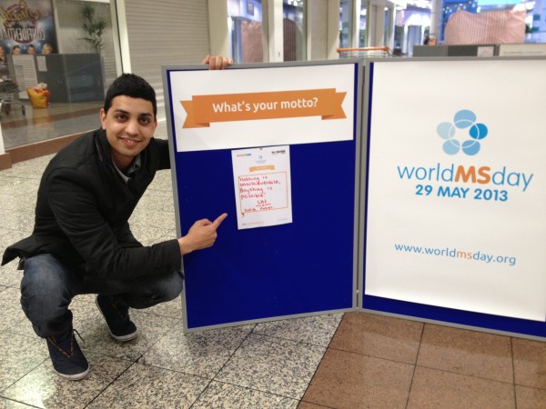 Kax, a man from Positive about MS, points to messages about MS