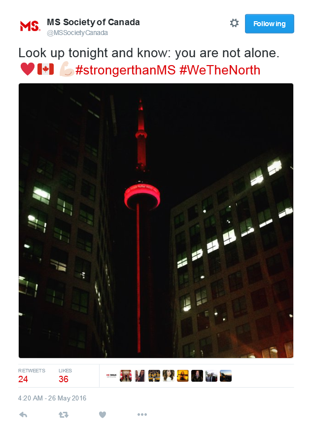 CN tower, Canada: one of the landmarks lit up for World MS Day
