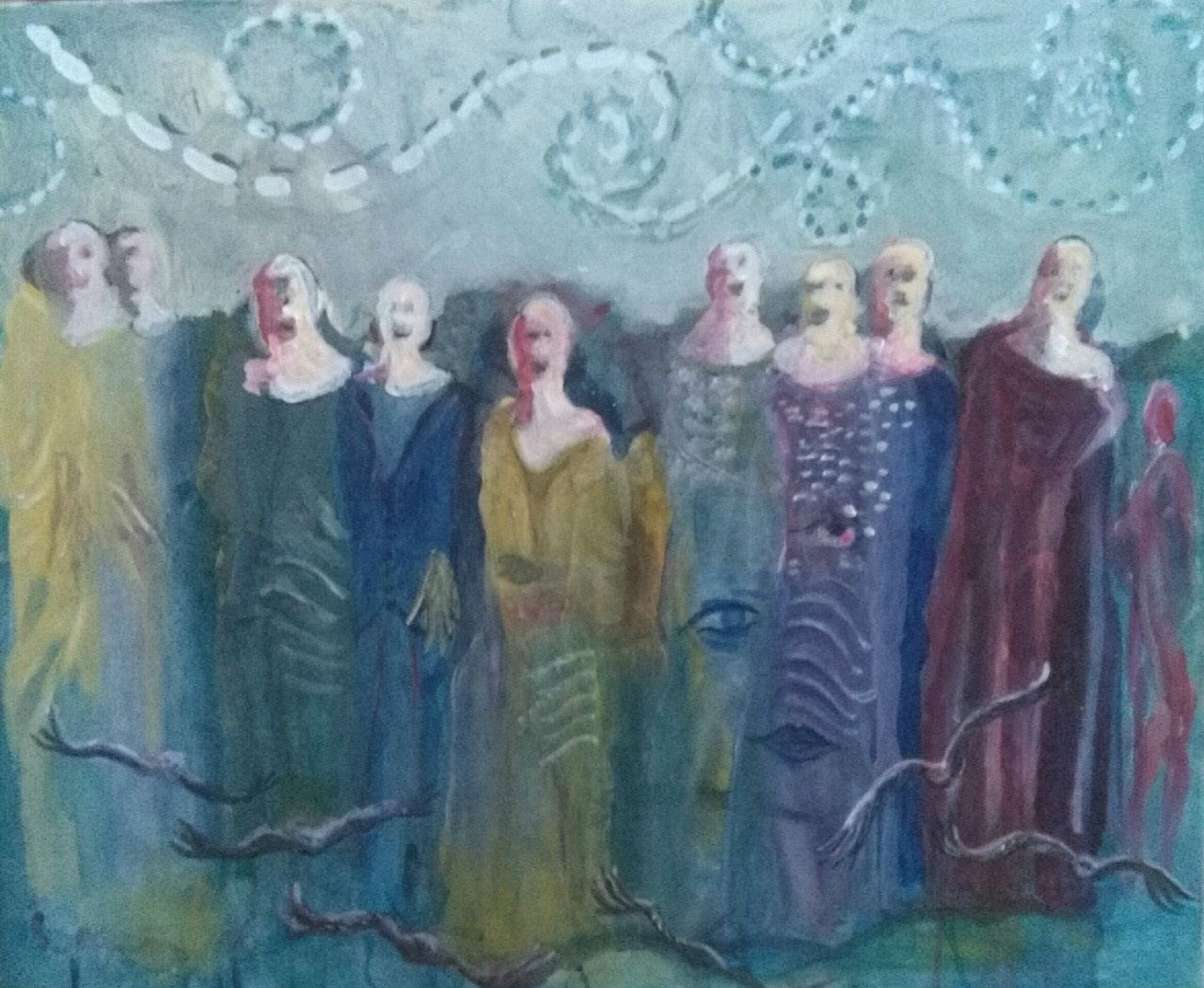Groups of women agape looking towards the sky